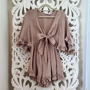 Petal & Pup Blush Tie-Front Romper Coverup